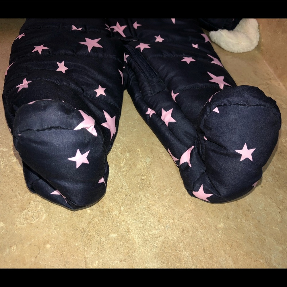 OshKosh Baby Girl Snowsuit 3/6m navy/pink stars - Picture 5 of 8